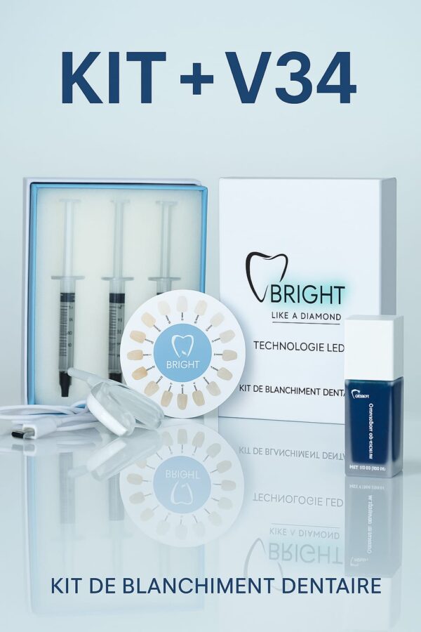 Pack Blanchiment Dentaire Brighteeth : Technologie LED + Correcteur V34